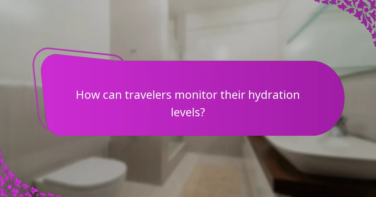 How can travelers monitor their hydration levels?